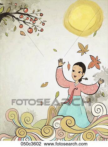 Clipart - Chuseok and Autumn air. Fotosearch