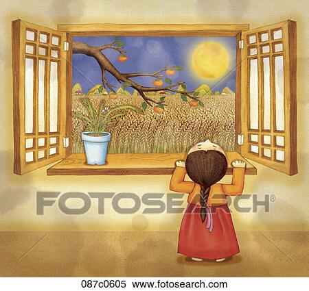 Clipart - Chuseok greetings. Fotosearch