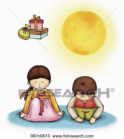 Clipart - Chuseok greetings. Fotosearch