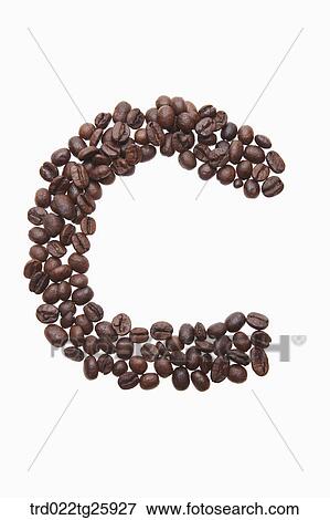 Stock Illustration - alphabet C roasted coffee beans. Fotosearch