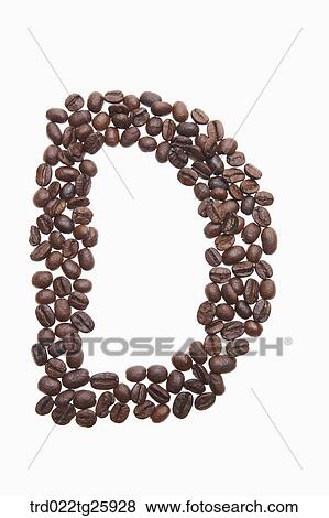 Stock Illustration - alphabet D roasted coffee beans. Fotosearch