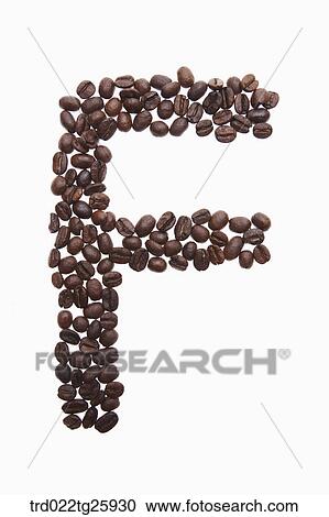 Clipart - alphabet F roasted coffee beans. Fotosearch