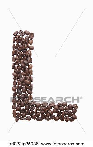 Stock Illustration - alphabet L roasted coffee beans. Fotosearch