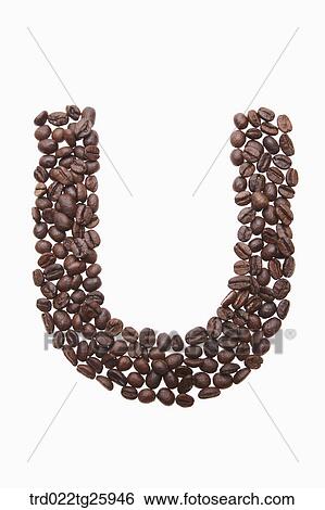 Stock Illustration - alphabet U roasted coffee beans. Fotosearch