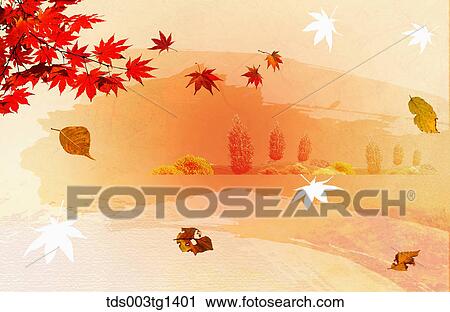 autumn leaves in illustration View Large Illustration Clip Art - autumn leaves in illustration. Fotosearch