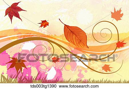 Clipart - autumn leaves in illustration. Fotosearch