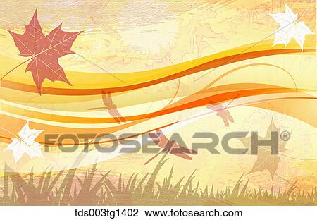 autumn leaves in illustration View Large Illustration Drawing - autumn leaves in illustration. Fotosearch