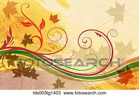 Drawing - autumn leaves in illustration. Fotosearch