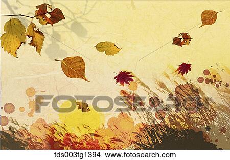 autumn leaves in illustration View Large Illustration Stock Illustration - autumn leaves in illustration. Fotosearch