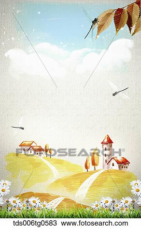 Drawing - autumn scenics in illustration. Fotosearch