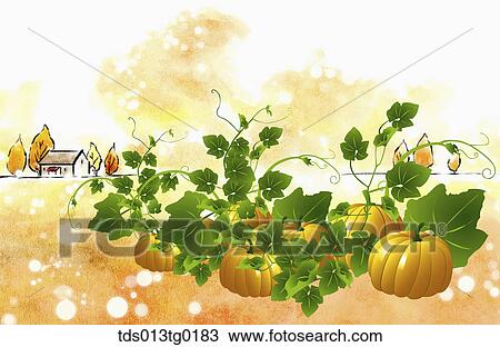 Drawing - autumn scenics in illustration. Fotosearch