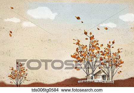 Stock Illustration - autumn scenics in illustration. Fotosearch