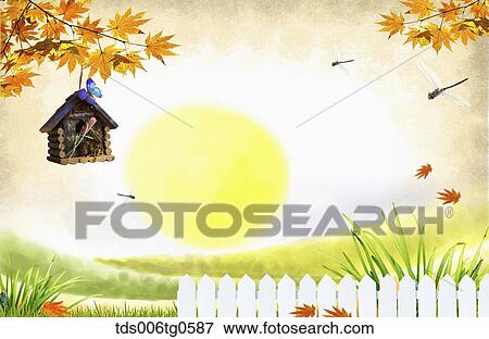 Stock Illustration - autumn scenics in illustration. Fotosearch