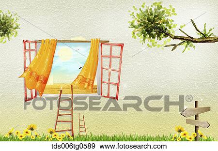 Stock Illustration - autumn scenics in illustration. Fotosearch