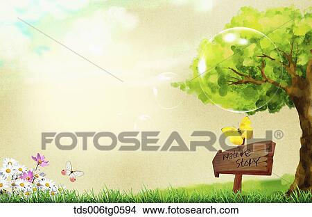 Stock Illustration - autumn scenics in illustration. Fotosearch