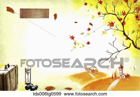 autumn scenics in illustration View Large Illustration Stock Illustration - autumn scenics in illustration. Fotosearch