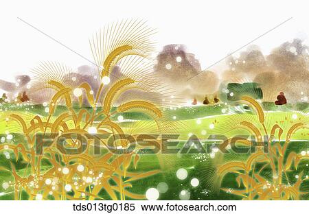 autumn scenics in illustration View Large Illustration Stock Illustration - autumn scenics in illustration. Fotosearch