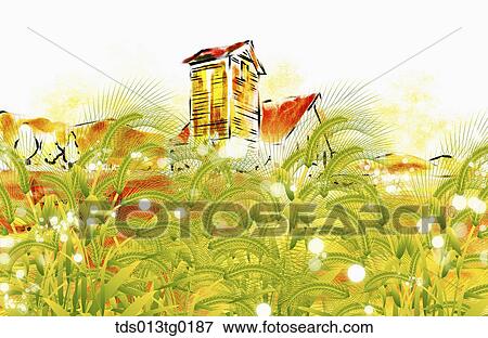 Stock Illustration - autumn scenics in illustration. Fotosearch
