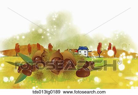autumn scenics in illustration View Large Illustration Stock Illustration - autumn scenics in illustration. Fotosearch