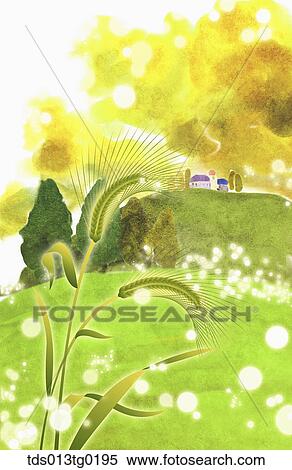 Stock Illustration - autumn scenics in illustration. Fotosearch