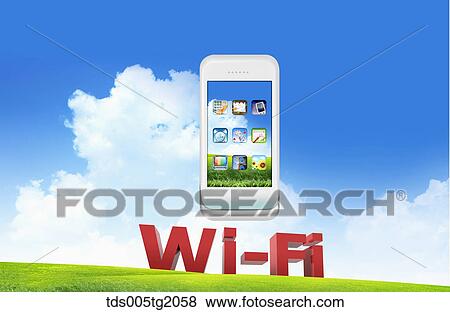 Stock Illustration - celluar phone wifi. Fotosearch