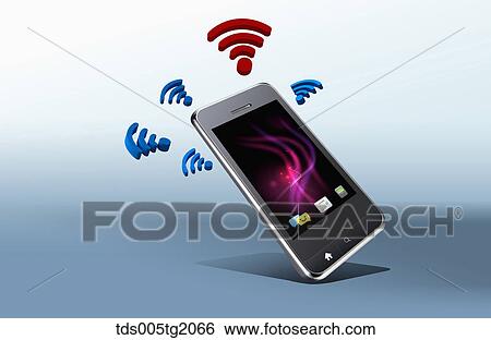 Stock Illustration - celluar phone wifi. Fotosearch