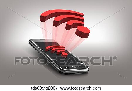 Stock Illustration - celluar phone wifi. Fotosearch