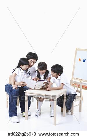 childen are reading View Large Illustration Drawing - childen are reading . Fotosearch