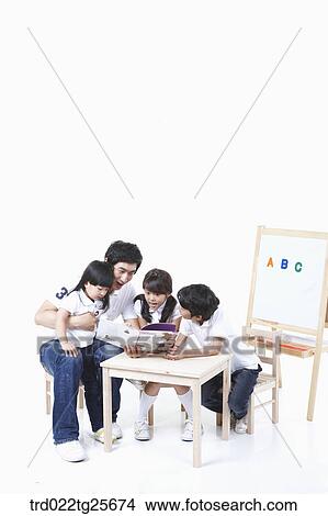 Stock Illustration - childen are reading . Fotosearch