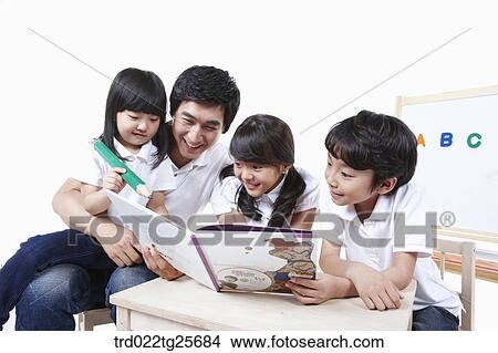 Stock Illustration - childen are reading . Fotosearch