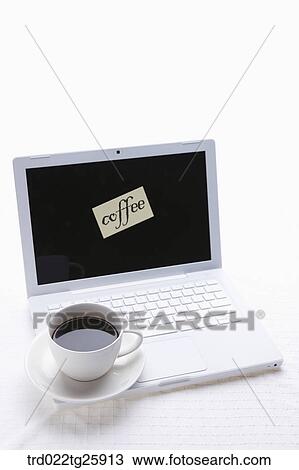 Drawing - coffee and working. Fotosearch