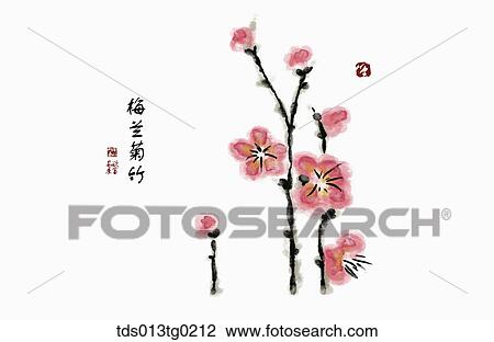 Drawing - oriental calligraphy. Fotosearch