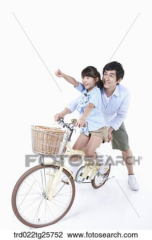 Drawing - riding bicycle pleasantly. Fotosearch