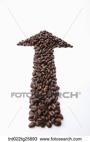 Drawing - roasted coffee beans in arrow. Fotosearch