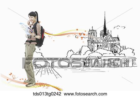 Drawing - traveling Europe. Fotosearch
