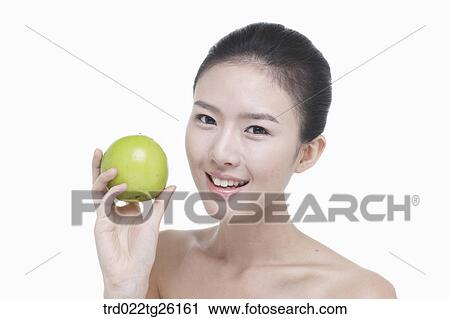 Clip Art - apple and spotless skin woman. Fotosearch