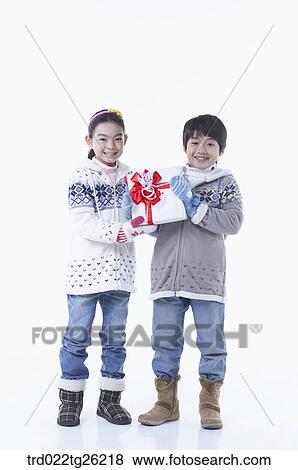 boy and girl got christmas present View Large Illustration Stock Illustration - boy and girl got christmas present. Fotosearch