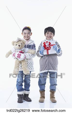 boy and girl got christmas present View Large Illustration Stock Illustration - boy and girl got christmas present. Fotosearch
