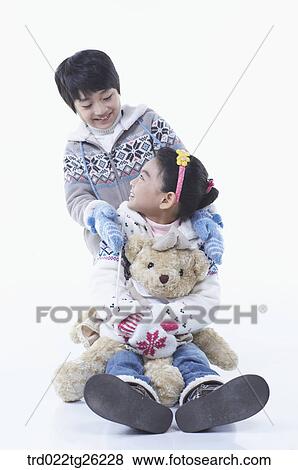 boy and girl got christmas present View Large Illustration Stock Illustration - boy and girl got christmas present. Fotosearch
