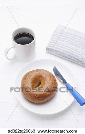 Drawing - breakfast and newspaper. Fotosearch