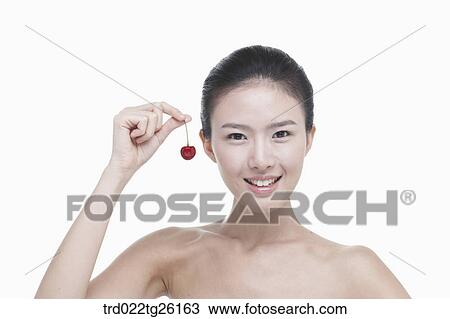 cherry and spotless skin woman View Large Illustration Drawing - cherry and spotless skin woman. Fotosearch