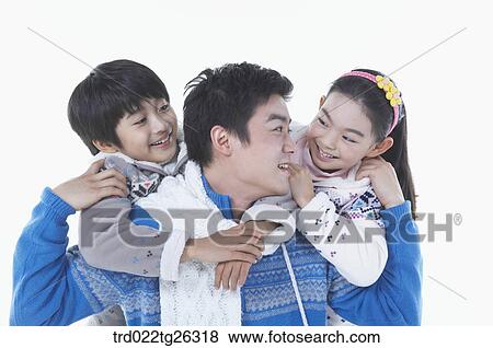 children hugging his father and seeing each other View Large Illustration Stock Illustration - children hugging his father and seeing each other. Fotosearch