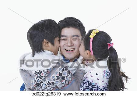 children kissed their father's cheek View Large Illustration Stock Illustration - children kissed their father's cheek. Fotosearch