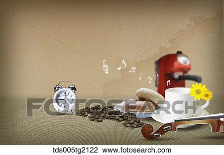 coffee and bagel View Large Illustration Drawing - coffee and bagel. Fotosearch