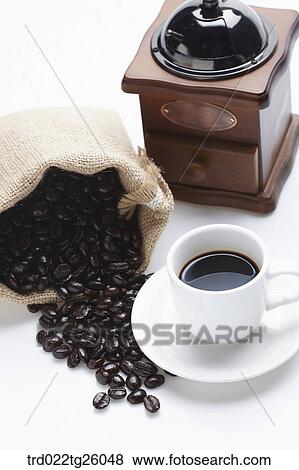 coffee and roasted beans and grinder View Large Illustration Stock Illustration - coffee and roasted beans and grinder. Fotosearch