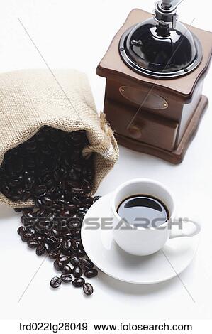 coffee and roasted beans and grinder View Large Illustration Stock Illustration - coffee and roasted beans and grinder. Fotosearch