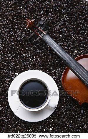 coffee and violin on the roasted bean field View Large Illustration Stock Illustration - coffee and violin on the roasted bean field. Fotosearch