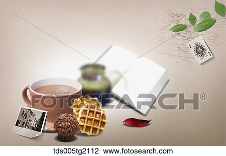coffee and waffles View Large Illustration Drawing - coffee and waffles. Fotosearch