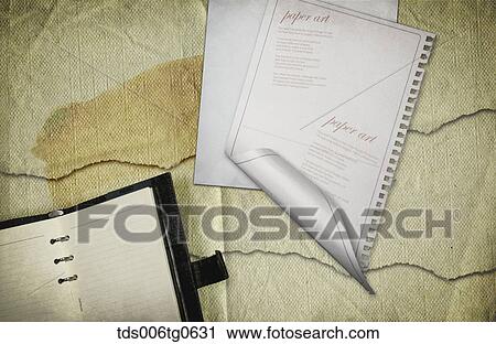 Clip Art - diary and torn paper background. Fotosearch