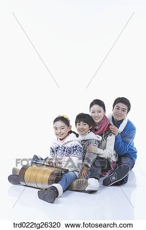 family go sleding View Large Illustration Clipart - family go sleding. Fotosearch